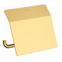 Держатель туалетной бумаги с крышкой AddStoris Hansgrohe 41753990, полированное золото для ванной комнаты. Фото