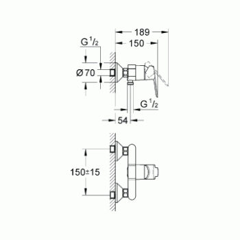 Смеситель для душа GROHE BauEdge 23333000. Фото