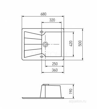 Мойка для кухни Акватон Монца прямоугольная с крылом графит 1A716032MC210. Фото