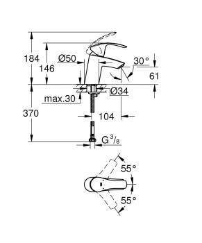 Смеситель для раковины GROHE Eurosmart 32467002. Фото