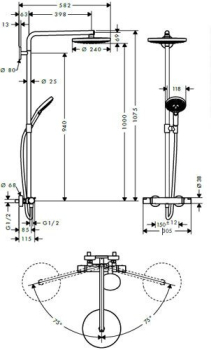 Душевая система Hansgrohe Raindance Select S 240 2 jet Showerpipe хром 27129000. Фото