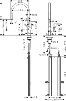 Смеситель для кухни с вытяжным душем Hansgrohe Talis M54 72802670, черный матовый. Фото