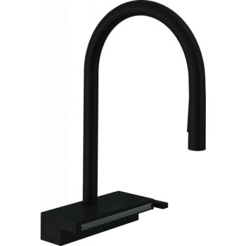 Кухонный смеситель Hansgrohe Aquno Select M81 однорычажный, 170, с вытяжным душем, 3jet, sBox 73831670, матовый черный. Фото
