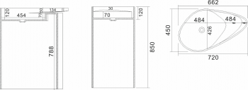 Раковина NS BATH NSF-8572G (глянцевая) 72х45. Фото