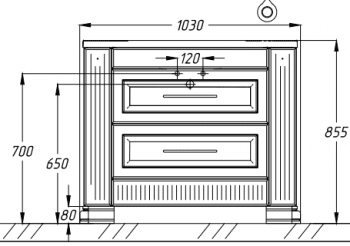 Тумба с раковиной напольная OPADIRIS Оникс 100 (патина серебро). Фото