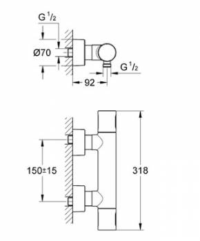 Термостат для душа GROHE Grohtherm Cosmopolitan 3000 34274000. Фото