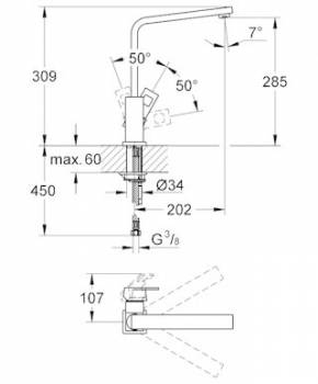 Cмеситель для мойки GROHE Eurocube 31255000. Фото