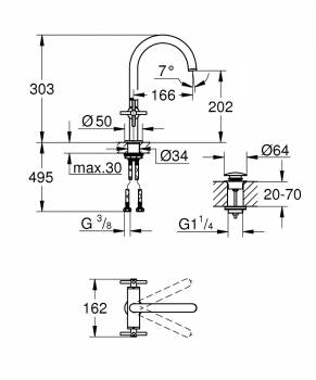 GROHE 21019AL3 Atrio New Смеситель двухвентильный для раковины на 1 отверстие, крестобразная ручка, размер L, Графит. Фото