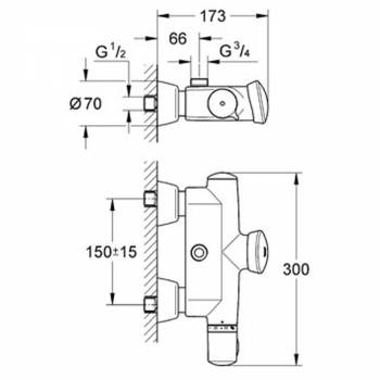 Смеситель термостатический для душа GROHE Eurodisc SE 36245000. Фото