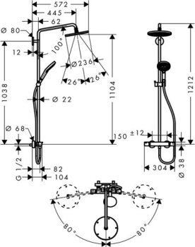 Душевая система Hansgrohe Raindance Select Showerpipe 240 27115000. Фото