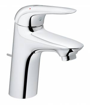 Eurostyle 2015 Solid Смеситель для раковины со сливным гарнитуром, S-Size, с GROHE 23709003 SilkMove® ES с энергосберегающей функцией (подача холодной воды при центральном положении рычага). Фото