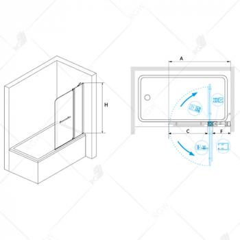 Шторка на ванну RGW SCREENS SC-03 03110311-11 110 см. Фото