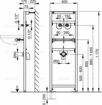 Система инсталляции для умывальника AlcaPlast A104A/1200. Фото