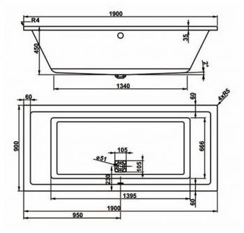 Ванна акриловая VAGNERPLAST Cavallo 180 VPBA180 CAV2X-01. Фото