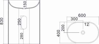 Раковина NS BATH NSF-6040G (глянцевая) 60х40. Фото