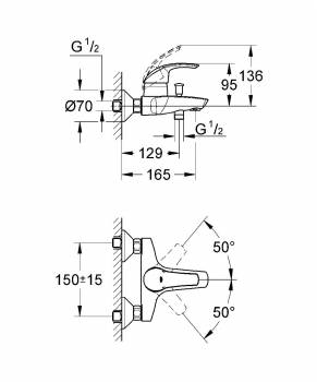 Смеситель для ванны GROHE Eurosmart 33300001. Фото