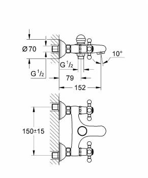 Смеситель для ванны GROHE Sinfonia 25030000. Фото