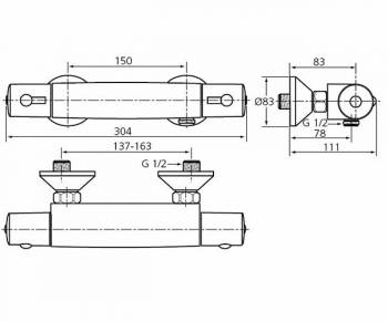 Смеситель термостатический для душа IDEAL STANDARD Ceratherm 50 A6367AA. Фото