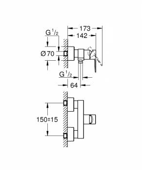 GROHE 33865001 Lineare New Смеситель однорычажный для душа, внешний монтаж. Фото