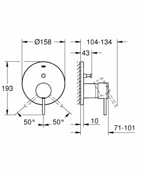 Смеситель для ванны GROHE 24066AL3 atrio New, темный гарфит, матовый. Фото