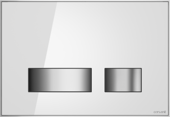 CERSANIT Кнопка MOVI стекло белый глянцевый универсальная с монтажной рамкой BU-MOV/Whg/Gl. Фото