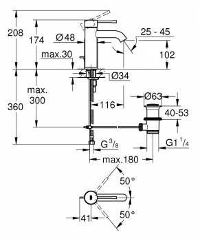 GROHE 23589001 Essence New Смеситель для раковины S-Size II, сливной гарнитур. Фото