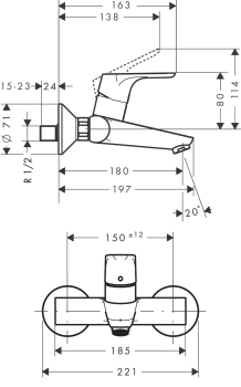 Смеситель для раковины Hansgrohe 31923000, хром. Фото