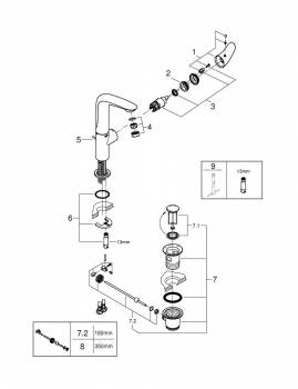 GROHE 23718003 Eurostyle 2015 Solid Смеситель для раковины со сливным гарнитуром, L-Size. Фото