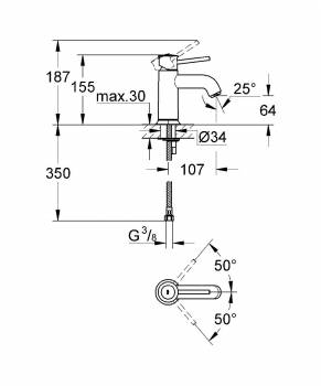 Смеситель для раковины GROHE BauClassic 23162000. Фото