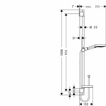 Душевой гарнитур HANSGROHE Raindance Select 130 Unica Set 90cm 26631000. Фото