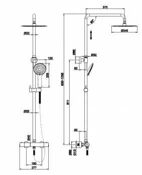 CERSANIT Душевая система BRASKO с термостатом А63066. Фото