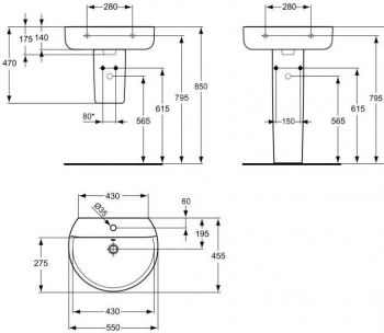 Раковина IDEAL STANDARD Connect Sphere 55х46 E786401. Фото