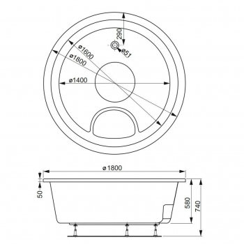 Акриловая ванна VAGNERPLAST RONDO 180 VPBA180RON9X-01. Фото