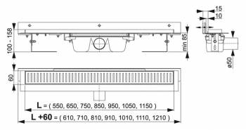 Водоотводящий желоб ALCAPLAST Flexible APZ4-1050. Фото