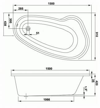 Ванна акриловая VAGNERPLAST Avona 150 VPBA159AVO3LX-01. Фото