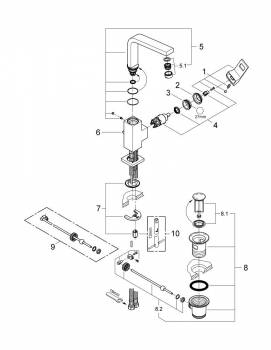 Смеситель для раковины GROHE Eurocube 2313500E. Фото