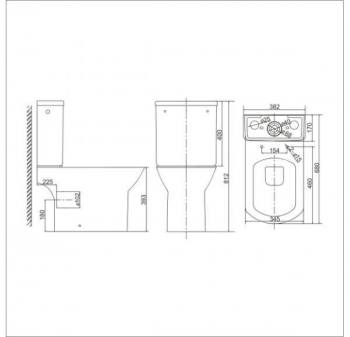 SOLE QUADRO Безободковый унитаз-компакт с биде с сиденьем Soft-close. Фото