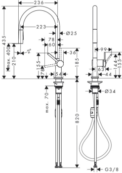 Смеситель для кухни с вытяжным душем Hansgrohe M54 Talis 210 72800000. Фото