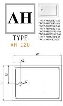 Душевой поддон акриловый CEZARES TRAY-A-AH-120/100-15-W. Фото