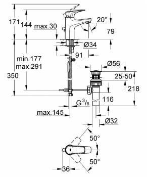 GROHE 23155000 BauFlow Смеситель для раковины, сливной гарнитур, project. Фото