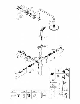 GROHE 27615000 Euphoria Душевая система с термостатом для душа 450 мм, EcoJoy™. Фото