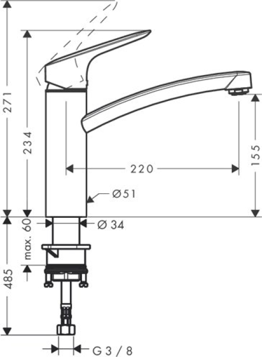 Смеситель для кухни Hansgrohe Logis 71832000. Фото