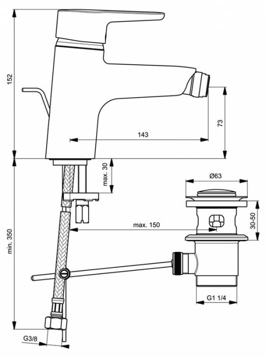 Смеситель для биде IDEAL STANDARD Connect B9920AA. Фото