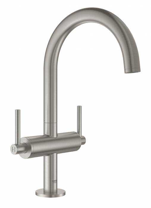 GROHE 21022DC3 Atrio New Смеситель двухвентильный для раковины на 1 отверстие, рукоятки-рычаги, размер L, СуперСталь. Фото