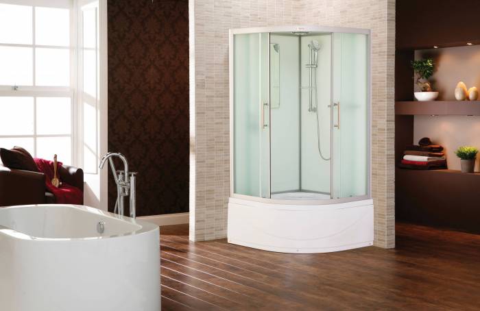 Душевая полукруглая кабина ESBANO с крышей и высоким поддоном ES-80CRB. Фото