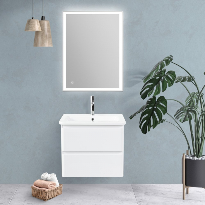 Тумба под раковину подвесная BELBAGNO ALBANO-CER-600-2C-SO-RVB Rovere Vintage Bianco. Фото