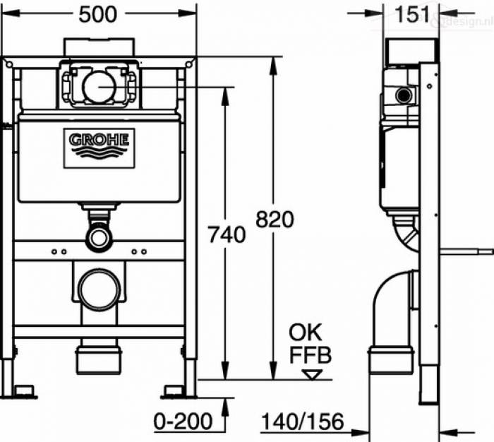 Инсталляция для подвесного унитаза GROHE Rapid SL 38526000. Фото