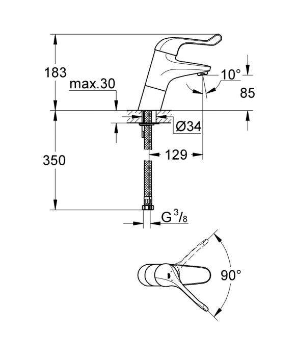 Смеситель для раковины GROHE Euroeco Special 32790000. Фото