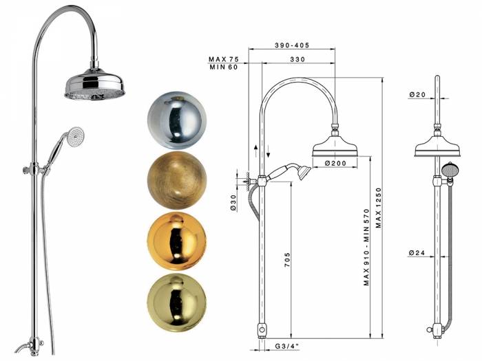 Душевая колонна NICOLAZZI Classic Shower 5712WS.GB20. Фото