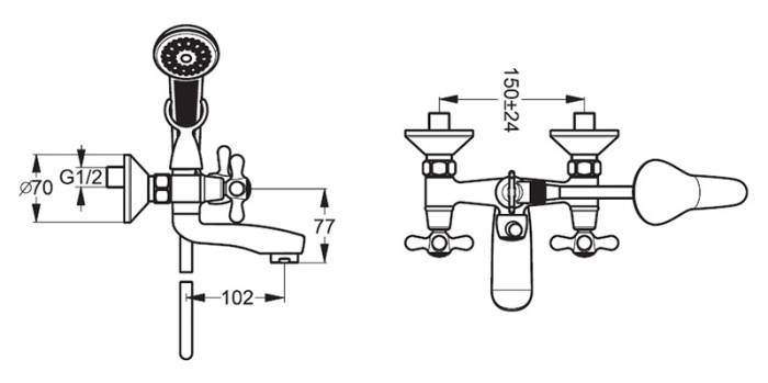 Смеситель для ванны VIDIMA Retro BA128LS. Фото